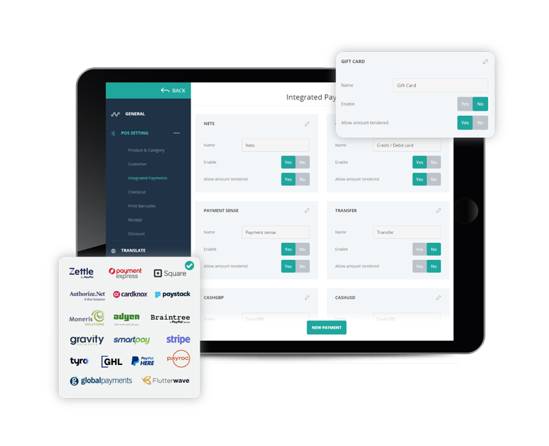 payment intergration POS screen