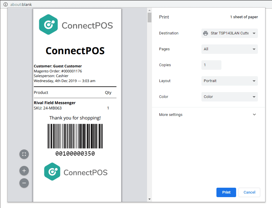 Handling Receipts: Print & Email Receipt