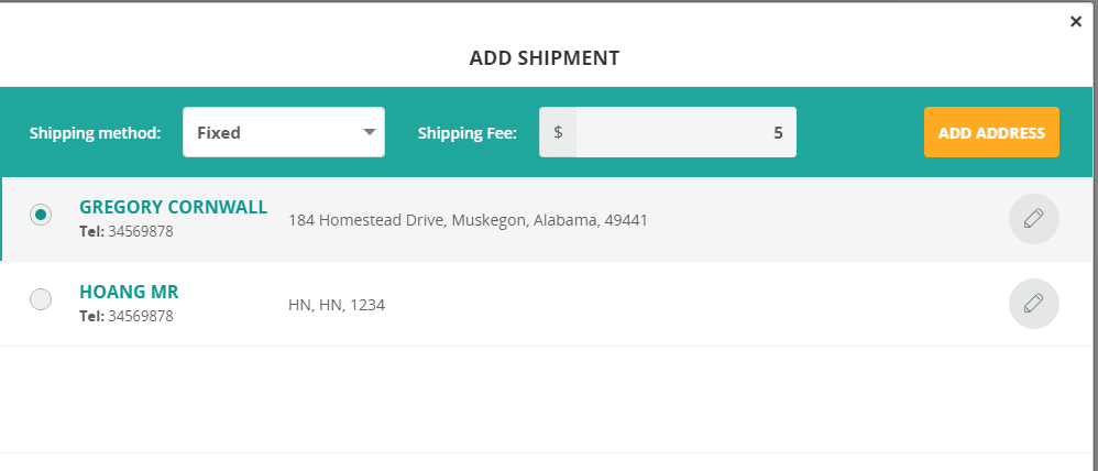 Adding Shipment