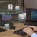 Working with computer, laptop, tablet