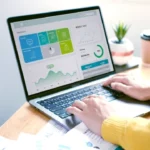 working with laptop