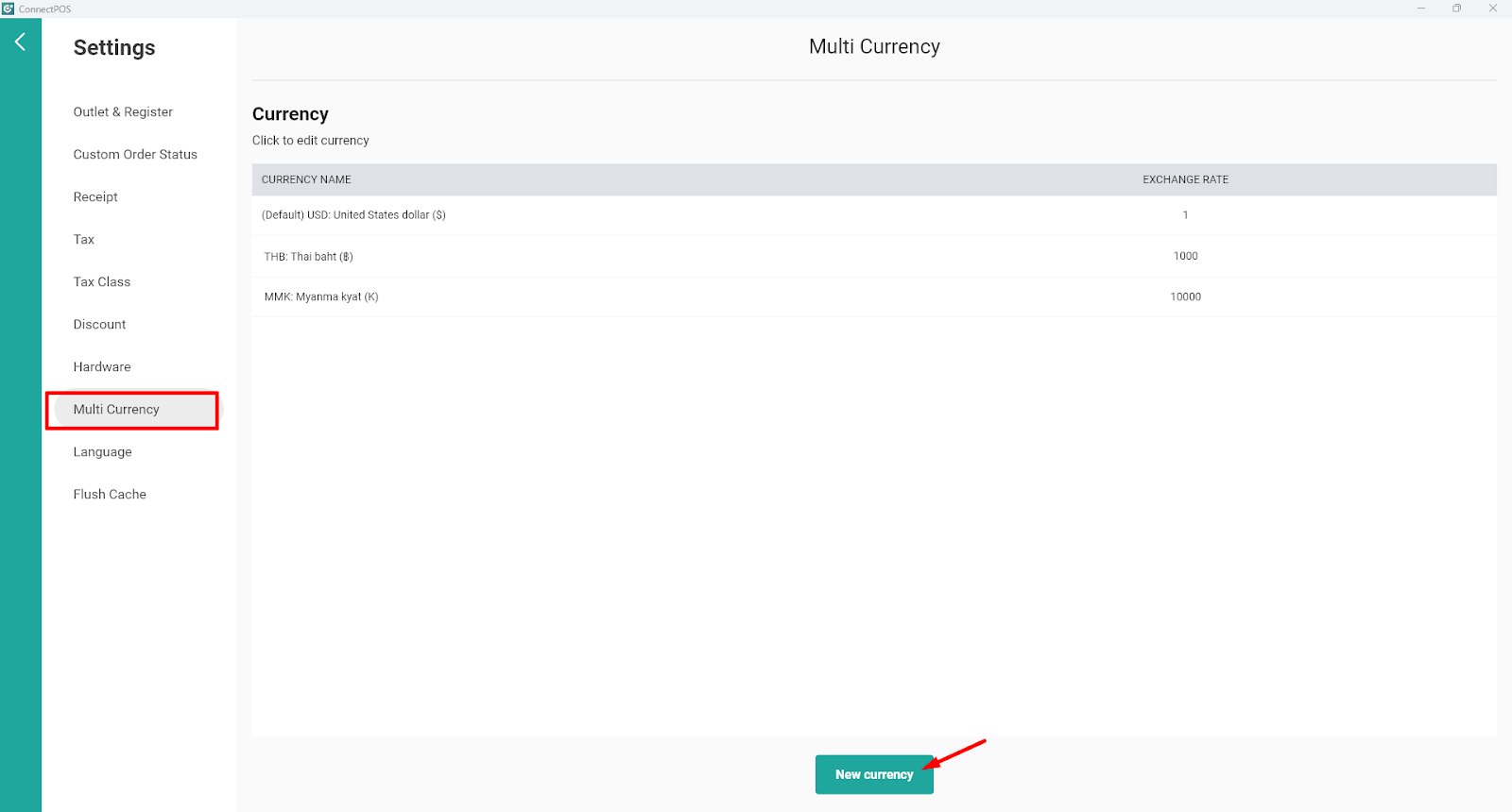 Currency Settings | ConnectPOS